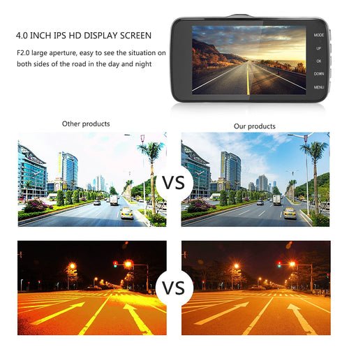 4" Dual Lens 1080P FHD 1.0MP Dash Camera Car DVR - TechGear Elite