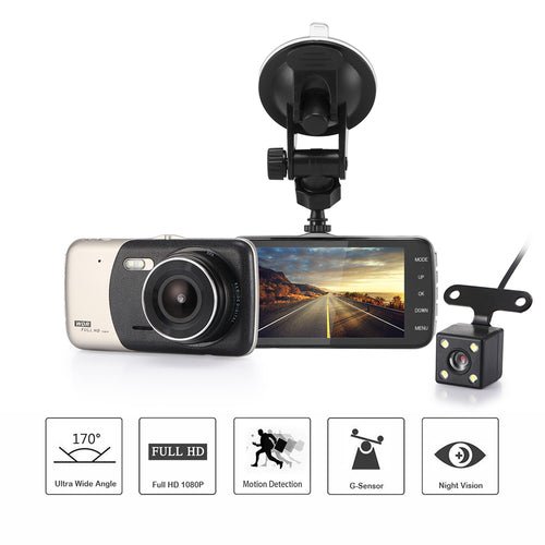 4" Dual Lens 1080P FHD 1.0MP Dash Camera Car DVR - TechGear Elite