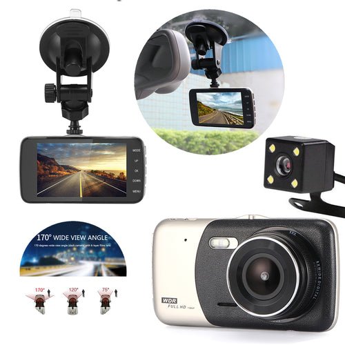 4" Dual Lens 1080P FHD 1.0MP Dash Camera Car DVR - TechGear Elite