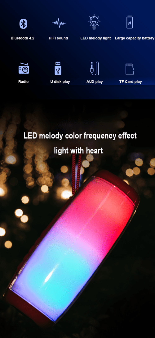 Wireless Portable Bluetooth Stereo Speaker with LED Light - TechGear Elite